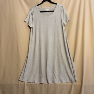 Talbots Women’s M Black/White Striped Short Sleeve Swing Dress